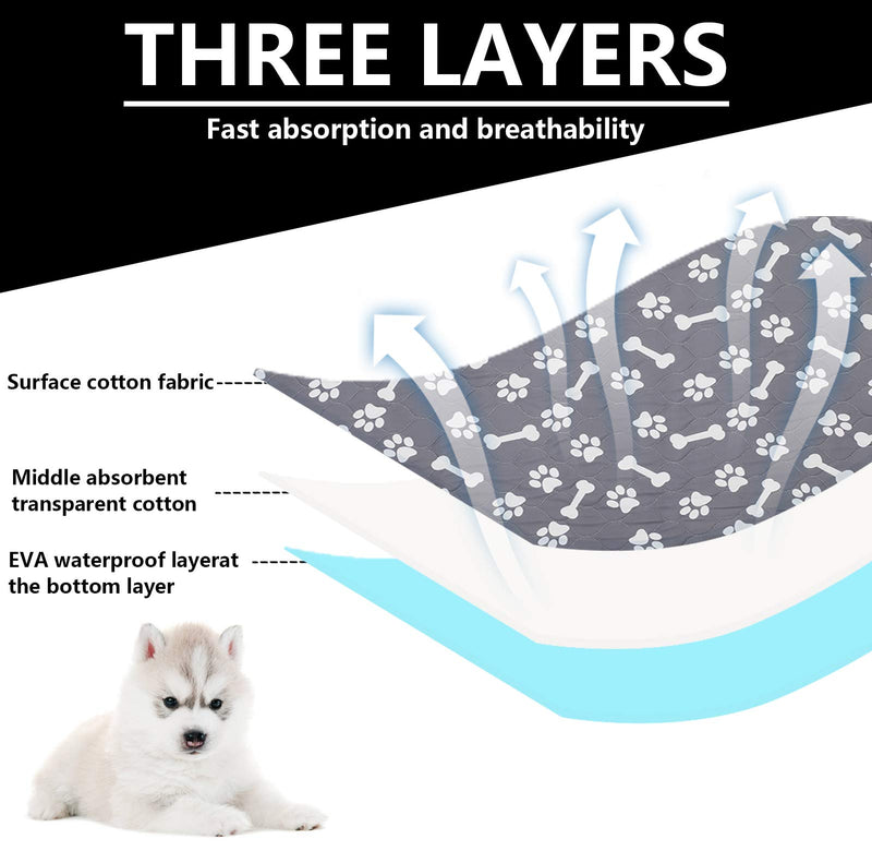 Geyecete washable small dog puppy pads Waterproof Whelping Pads, Reusable Dog training pads,Premium Travel Puppy Pads Rabbit Pad(2pack)-Gray-M (M)75*89CM Gray - PawsPlanet Australia