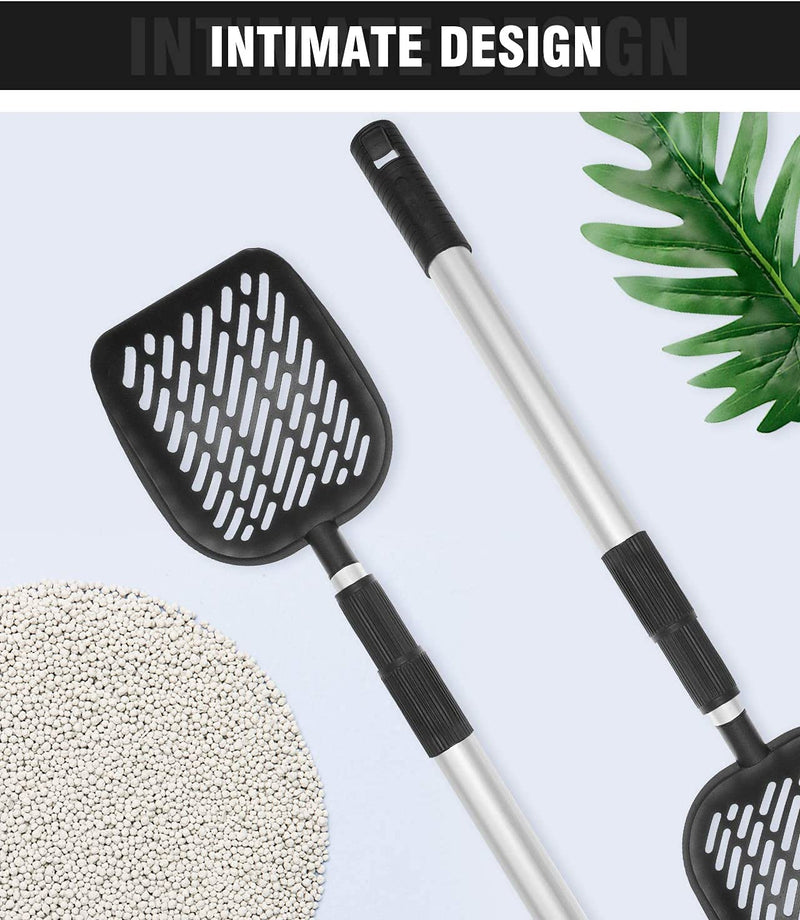 EXPAWLORER Metal Cat Litter Scoop - Detachable & Adjustable Long Handle with Deep Sifting Shovel - All Stainless Steel Non-Stick Cat Litter Sifter, No Need to Bend - PawsPlanet Australia