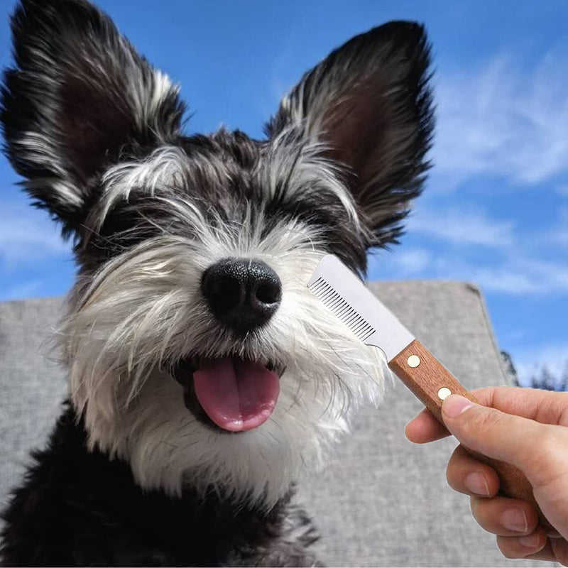 Trimming Dog Terrier Dog Trimming Knife Grooming Remover for the Right Hand Right Pet Combing Tool Wooden Handle Dog Plucking Knife Professional Trimming Knife Schnauzer Racing Dog Grooming Tool - PawsPlanet Australia