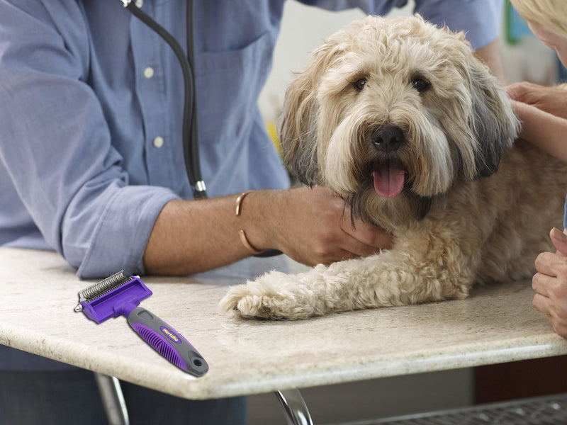 Dematting Comb with Double Sided Professional Rake By Hertzko - Suitable for Dogs and Cats - Removes Loose Undercoat, Tangles, Mats and Knots - Great Grooming Tool for Brushing and Deshedding - PawsPlanet Australia