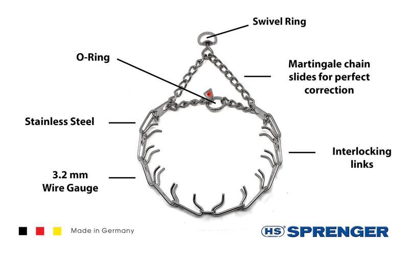 [Australia] - Herm Sprenger Stainless Steel Prong Dog Training Collar with Swivel Ultra-Plus Pet Pinch Collar No-Pull Collar for Dogs Made in Germany 23in (58cm) x 3.2mm 