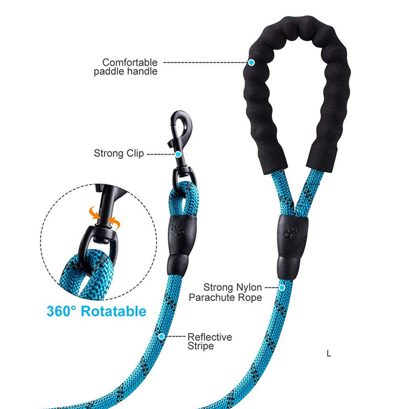 Home-Neat 5 FT Strong Dog Lead with Comfortable Padded Handle and Highly Reflective Threads for Small, Medium and Large Dogs (Blue) Blue - PawsPlanet Australia