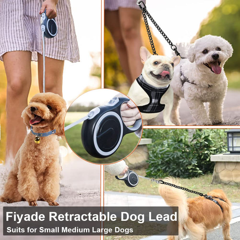 Fiyade Retractable Dog Lead for Large Medium Small Dogs, Double Retractable Dog Leash with 2 Dogs Chain Lead, Double Dog Ended Lead Extendable Dog Lead 3m + Metal Double Lead 50cm-S S-3m+50m - PawsPlanet Australia