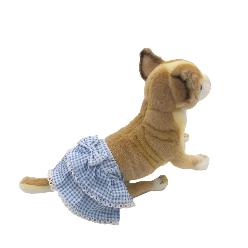 FunnyDogClothes Dog Skirt Diaper Female Sanitary Pant Dress Ruffles Cotton Small Pet Cat MEDIUM: Waist 8" - 10" BLUE - PawsPlanet Australia