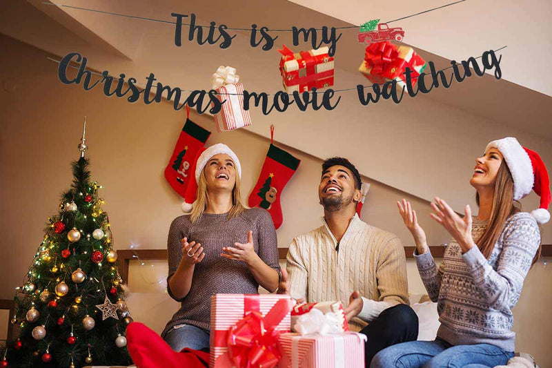 This is My Christmas Movie Watching Banner, Glitter Christmas Movie Party Decorations Banner, Christmas Vacation Party Decorations Banner, Christmas Elf Movie Decorations, Xmas Decorations - PawsPlanet Australia