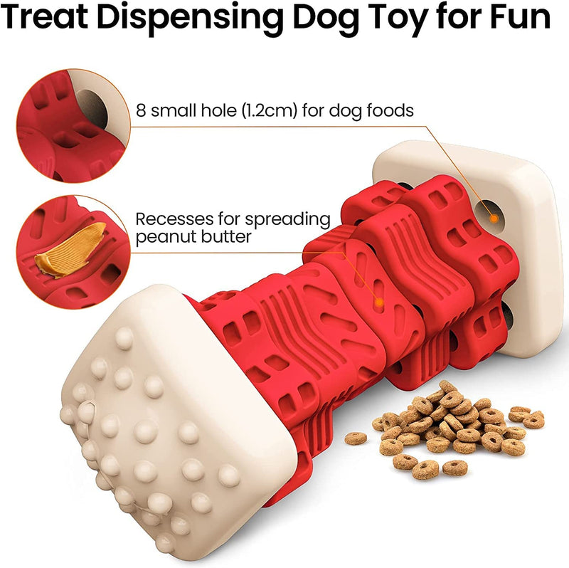 AOZOOM Dog Toys for Aggressive Chewers, Tough Durable Dog Chew Toys, Dog Puzzle Toys with Beef Flavor, Interactive Dog Toys, Safe Rubber Indestructible, for Large Medium Small Dogs - Red - PawsPlanet Australia