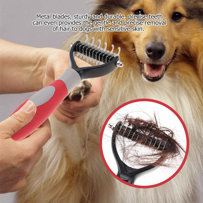 Stainless Steel Pet Grooming Dematting Comb Professional Knot Comb Brush with 2 Sided Undercoat Rake for Cats Dogs(Gray) Gray - PawsPlanet Australia