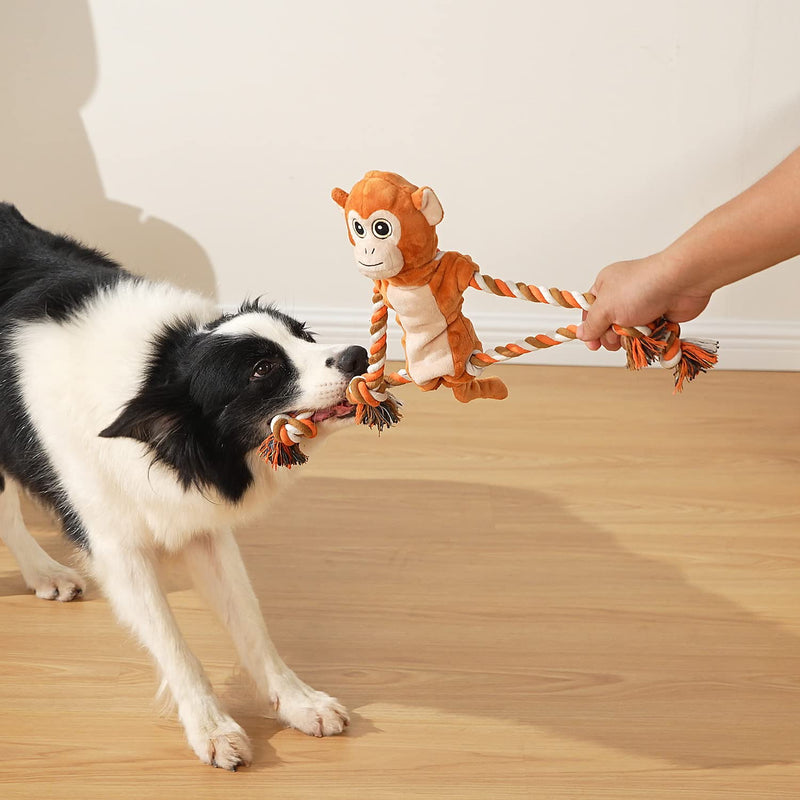 Sedioso Tug of War Dog Toy, Cute Squeaky Dog Toy, Interactive Plush Dog Toy for Puppies, Small, Medium, Large Dogs (Tug of War Series, Monkeys) Multicolored (Monkeys) - PawsPlanet Australia