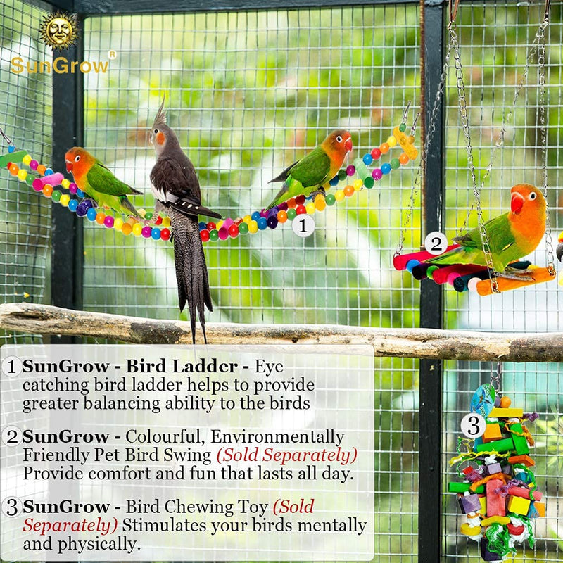 SunGrow Bird Ladder Bridge, Helps Birds with Balance, Made with Raw Wood and Edible Dye, Easy Installation, Bright, Durable and Flexible, Suitable for Small to Medium Birds 31 Inches Multi-colored Ladder - PawsPlanet Australia