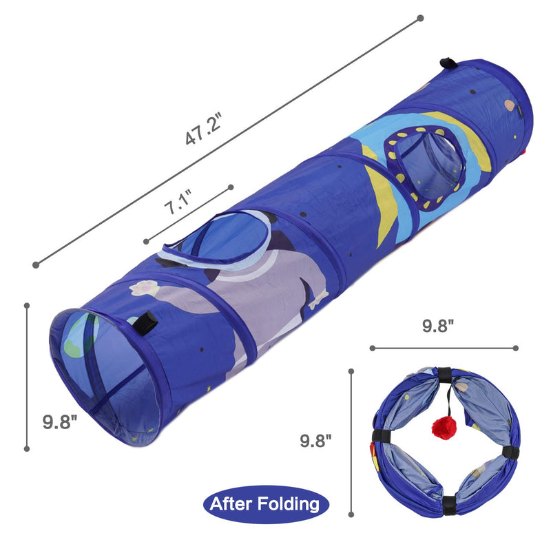 [Australia] - PEOPLE&PETS Collapsible Cat Tunnel, Toys Interactive Pet Play Tubes for Cats and Small Animals, with Peep Holes and Ball Toy Astronauts 