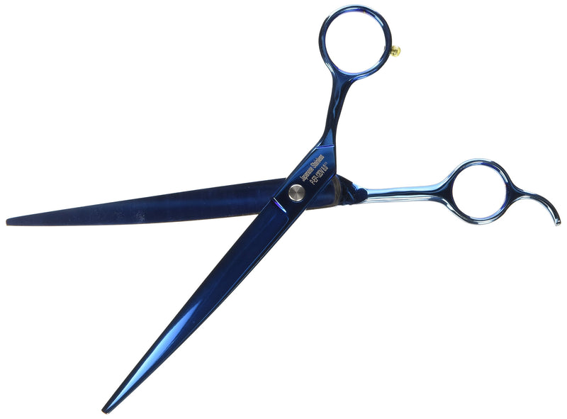 [Australia] - ShearsDirect Japanese 440C Curved Blue Titanium Off Set Cutting Shears with Pink Gem Stone Tension, 8.0-Inch 