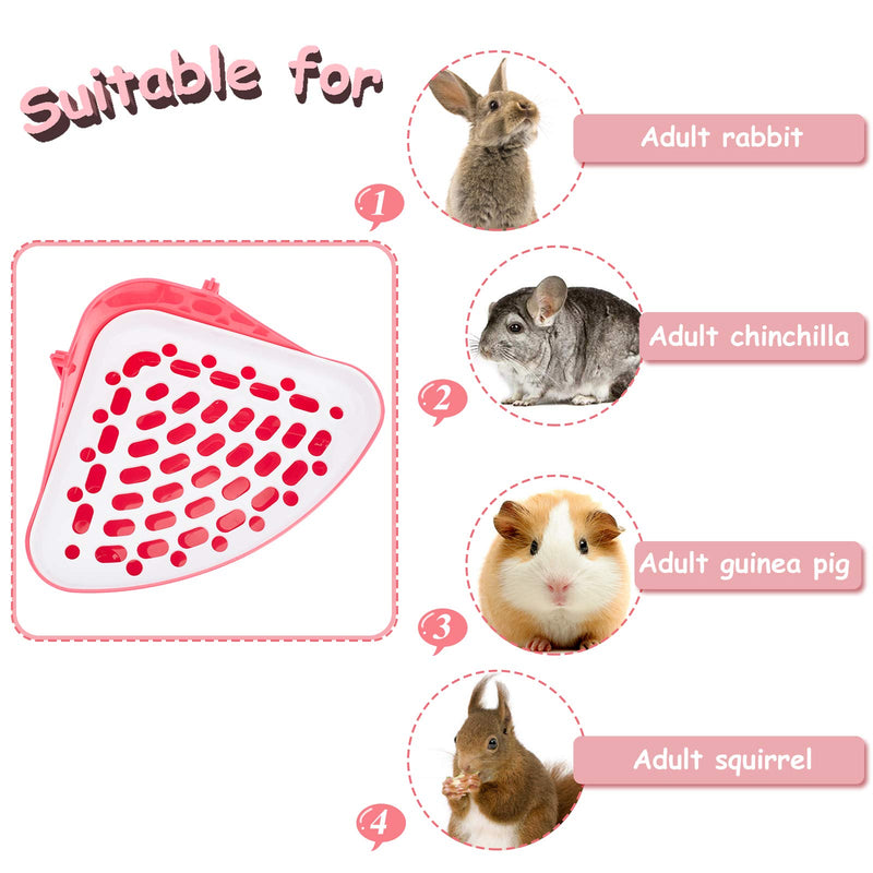 AHANDMAKER Toilet for Rabbit, Bunny Litter Box Sets with Triangle Potty Trainer Corner Litter Box and Mini Broom Brush and Dustpan for Guinea Pig Ferret Chinchillas Rabbits, Pink - PawsPlanet Australia