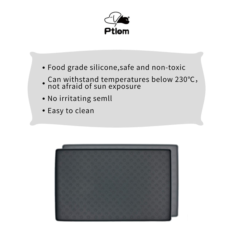 Ptlom Pet Placemat for Dog and Cat, Mat for Prevent Food and Water Overflow, Suitable for Small, Medium and Big Pet 18" * 12" Black - PawsPlanet Australia