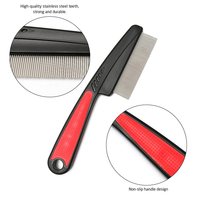 2 fine-toothed lint combs with 1 black flea comb, pet grooming brush, hair remover, massage brush, suitable for pet grooming - PawsPlanet Australia