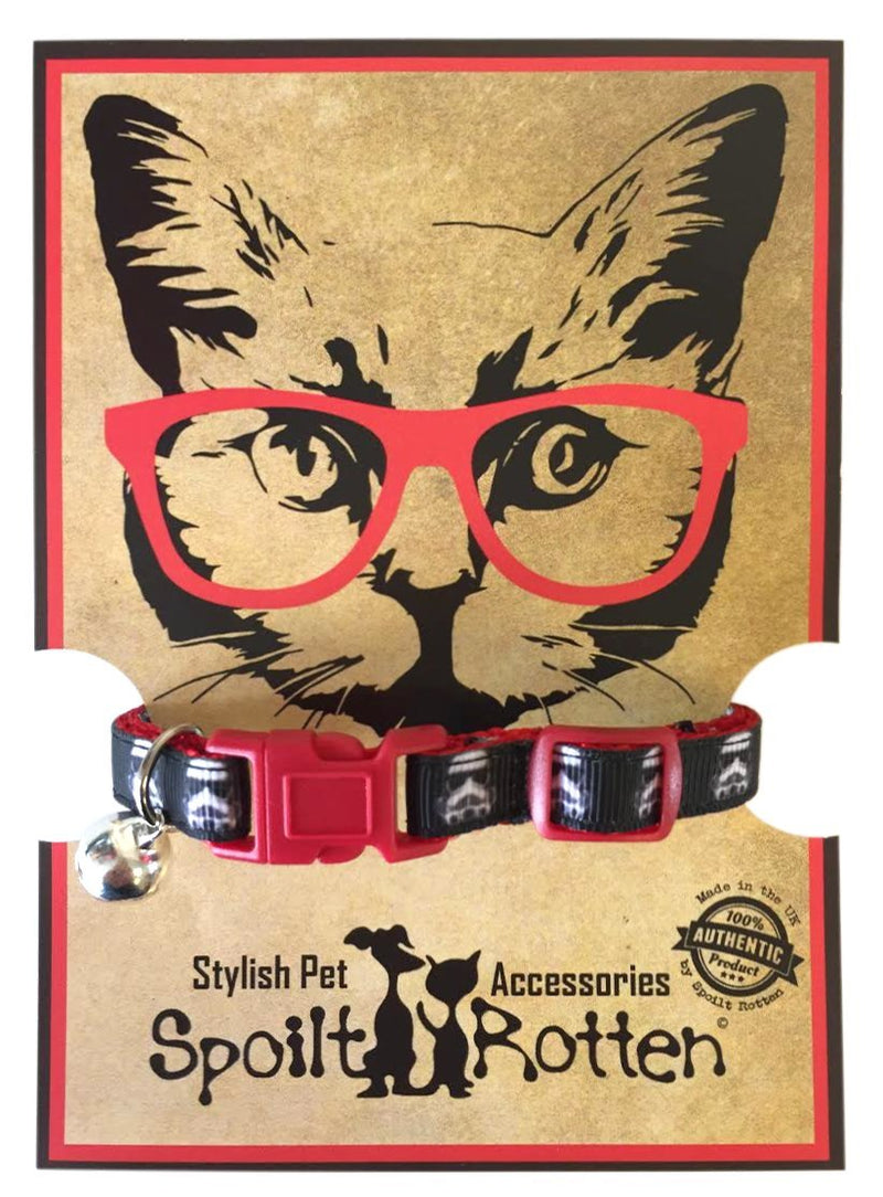 Spoilt Rotten Pets Red Buckle Space Trooper Quality Exclusive Cat Collar Range Safety Buckle & Bell, multi - PawsPlanet Australia