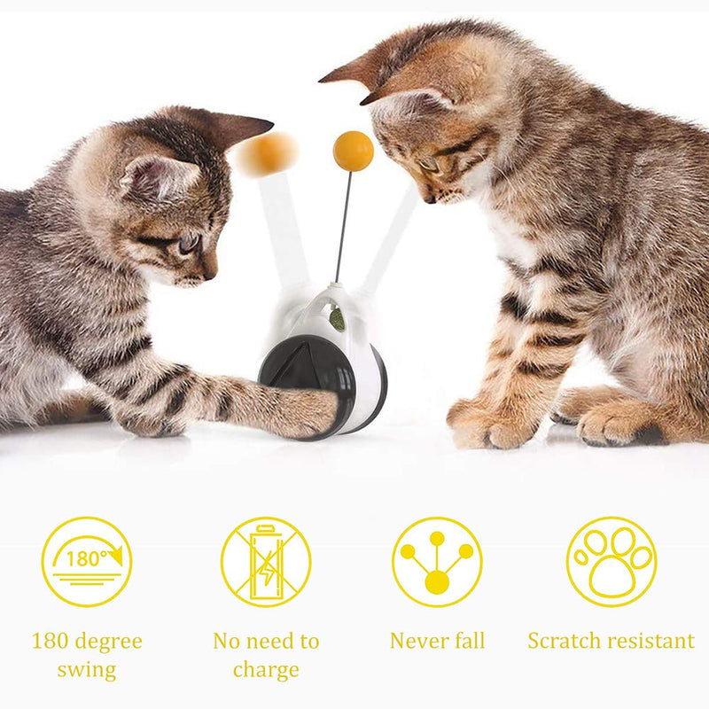 FHYT Balanced Cat Toy with ball, Interactive Toys for Indoor Cats Rotating Rolling Balls for Cat with 360° Electric Rotating Feather Toys & Ringing Bell Ball intelligence toy - PawsPlanet Australia