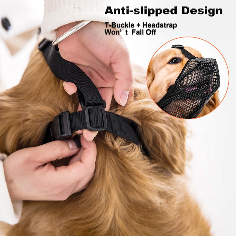 Ohcozzy Soft Mesh Dog Muzzle Won‘t Contact Nose for Small Medium Large Dogs, Allows Panting and Drinking(M,Black) - PawsPlanet Australia