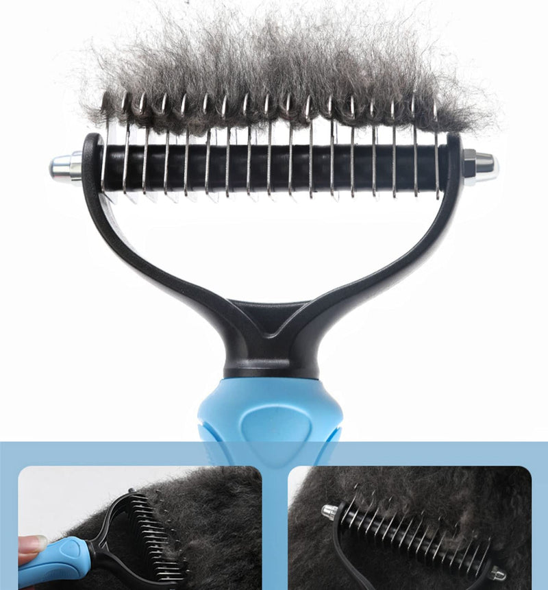 Dog Undercoat Rake Pet Grooming Tool, 2-Sided Shedding Dematting Comb for Cats Mat Remover Deshedder Brush for Large Dogs Double Coat, Long Hair Cat Combs Undercoat Husky Brush with 26 Teeth - PawsPlanet Australia