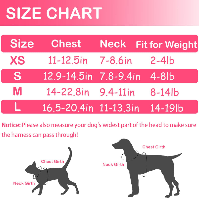 Dog Harness Dress with Leash Set Plaid Puppy Harnesses for Small Medium Large Dogs No Pull Adjustable Pet Vest Pink Soft Breathable Doggy Outing Accessories (Pink(Leash), X-Small (Chest: 9-13")) X-Small (Chest: 9-13") Pink(Leash) - PawsPlanet Australia