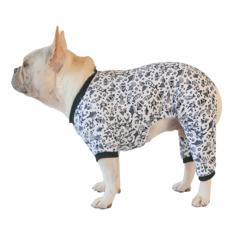 CuteBone Dog Pajamas Soft Cat Clothes Cute Puppy Apparel Doggie Outfit Pet Pjs Onesie X-Small Fishes - PawsPlanet Australia