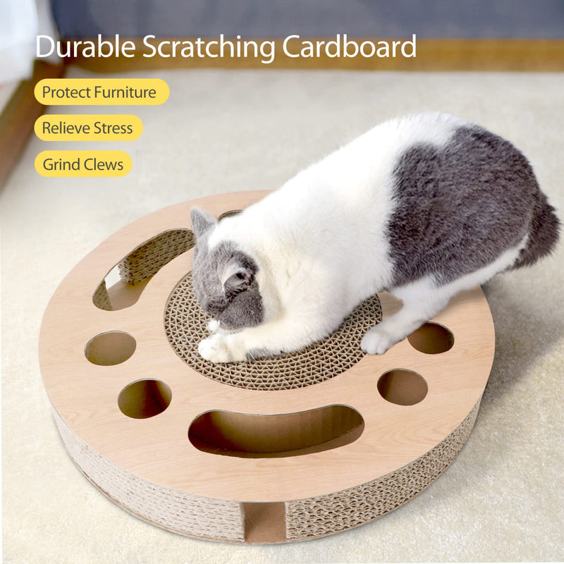 Nobleza cat scratching board with mint, cat toy interactive with 2 bell balls, 3 in 1 corrugated cardboard scratching mat cat 33 x 33 x 5.5 cm - PawsPlanet Australia