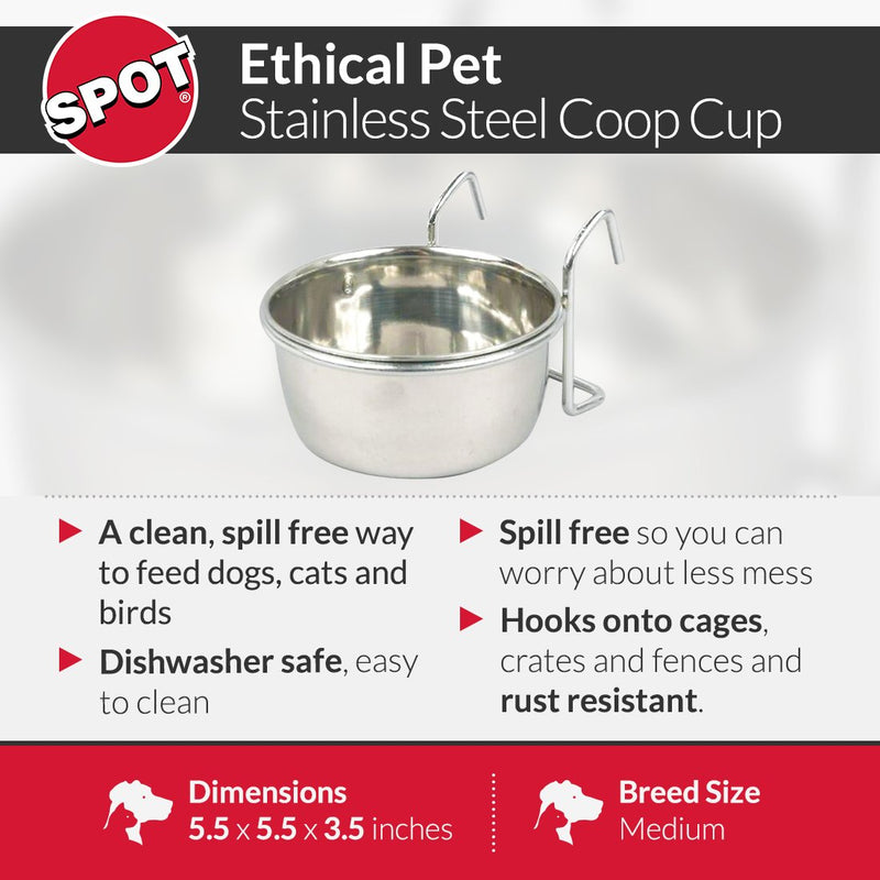 [Australia] - Ethical Pet Stainless Steel Bird Cup with Wire 20 Oz 