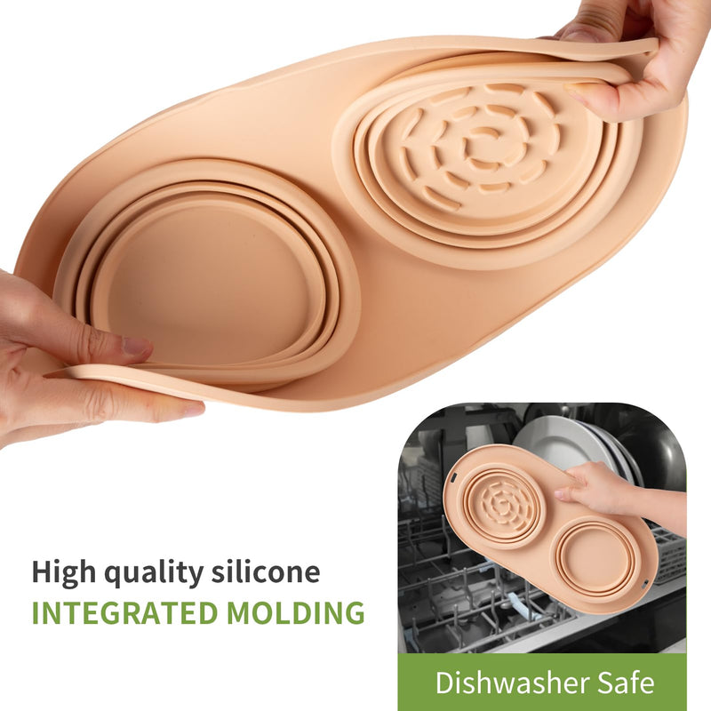 Dog Food Bowls Pet Bowls & Dog Water Bowls with No-Spill and Non-Skid, Feeder Bowls with Dog Bowl Mat for Small Medium Large Size Dogs Cats Puppy Pets Beige - PawsPlanet Australia