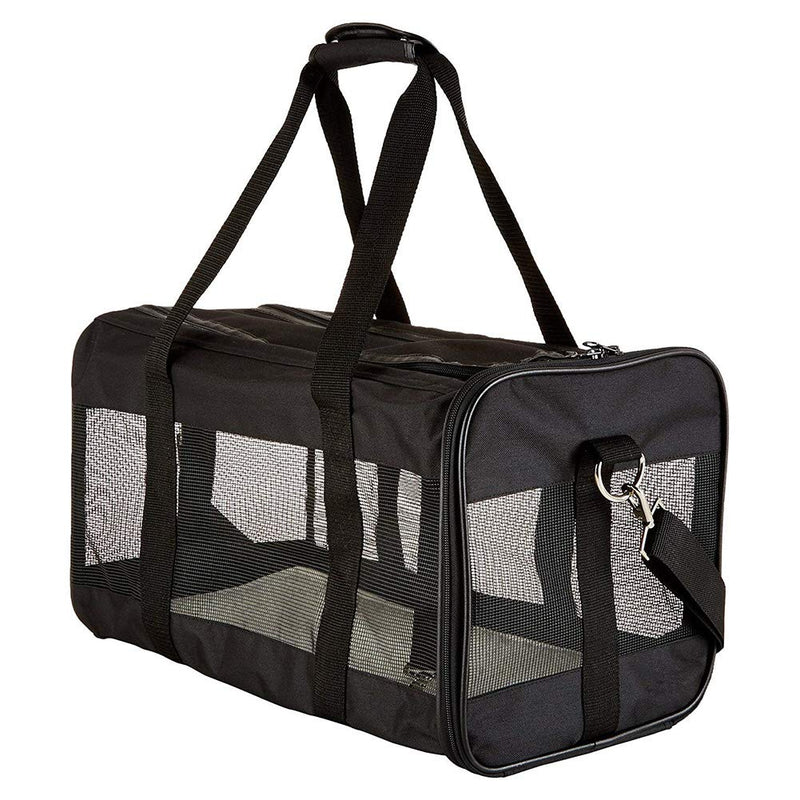 Fiacvrs Foldable Dogs Cats Pet Carrier with Thicker Pad，Oxford Cloth Mesh Ventilation Design Travel Transport Bag(Black) Black - PawsPlanet Australia