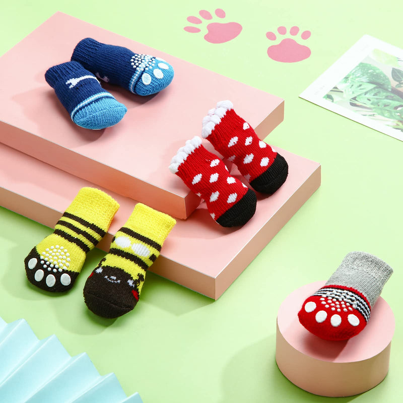 24 Pieces Dog Socks for Small Medium Dogs Non Slip Skid Pet Puppy Doggie Grip Socks Paw Protectors Indoor Traction Control Socks for Hardwood Floor Protection, 6 Styles - PawsPlanet Australia