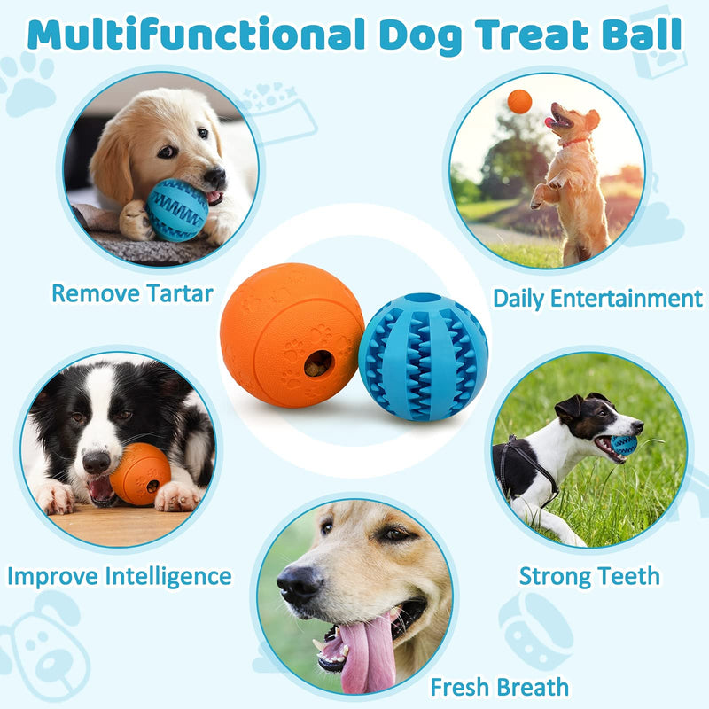 Interactive Dog Toys for Puppies 2 Pack, HIPPIH Dog Puzzle Toys for Small Dogs, Dog Balls for Medium Dogs, Treat Dispensing Dog Toys Blue+Orange - PawsPlanet Australia