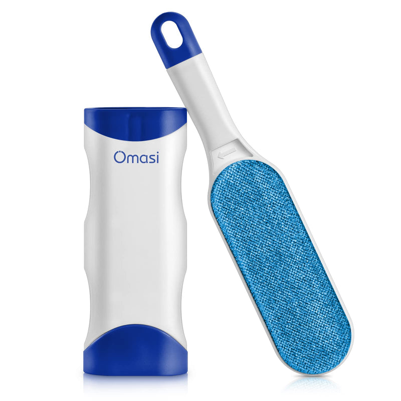 Omasi lint brush animal hair, pet brushes, pet fur and lint removal, lint remover with self-cleaning double-sided base brush, perfect for furniture, carpet dark blue - PawsPlanet Australia