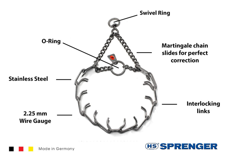 Herm Sprenger Stainless Steel Prong Dog Training Collar with Swivel Ultra-Plus Pet Pinch Collar No-Pull Collar for Dogs Made in Germany 16in (41cm) x 2.25mm - PawsPlanet Australia
