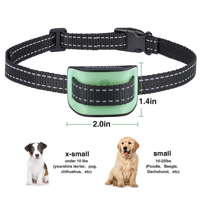 MASBRILL Small Dog Bark Collar ,No Bark No Shock Stop Barking Vibration Anti Bark Collar for Small Dogs Humane Bark Collar for Small Dogs 5-15lbs Green-B - PawsPlanet Australia