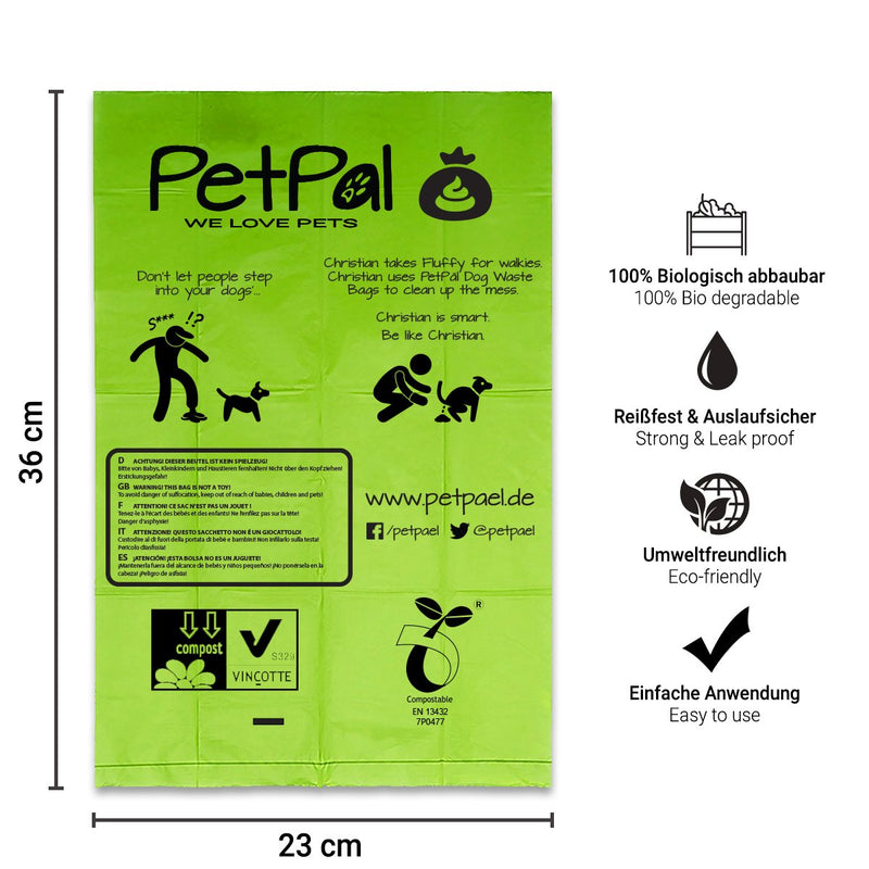 PetPäl Dog Waste Bags for Dogs | 100% Biodegradable Disposable Bags, Dog Waste Bags with Bag Dispenser | Poop Bags Biodegradable | Eco Friendly & Compostable 10 + 1 Rolls = 165 Poop Bags Green - PawsPlanet Australia