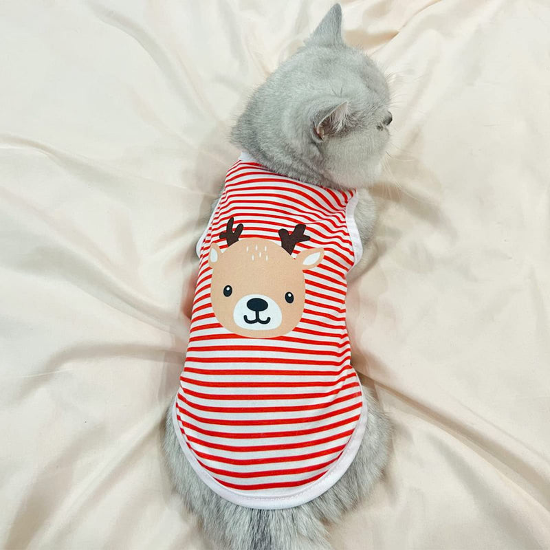 ShuRung 4 Pack Dog Shirts Dog Tank Tops Cute Pattern Cat Dog Summer Vest Shirt Dog Stripe Sleeveless T-Shirt Pet Soft Breathable Clothes for Cats Small Medium Dogs S - PawsPlanet Australia