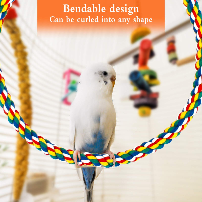 Ledoo Spiral Cotton Rope Bird Perch, Parrot Budgie Rope Spiral Perch, Parrot Budgie Rope, Spiral Perch Colorful Cotton Swing with Bell (100cm) - PawsPlanet Australia