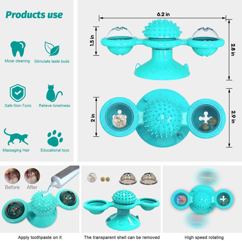 Нсрet Windmill Cat Toy, Interactive Teasing Cat Toy, Windmill Turntable Teasing Cat Toy, Pet Teasing Turntable Scratching Hair Pick Food Rotation Molar Toy (Green) Green - PawsPlanet Australia