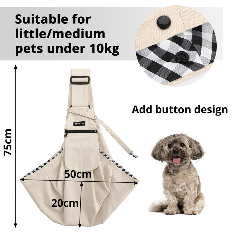 Lyneun Pet Bag, Hand-Free Pet Sling Carrier for Cats and Dogs With Adjustable Shoulder Strap Suitable for Pets Under 10 Kg (Beige) Beige - PawsPlanet Australia