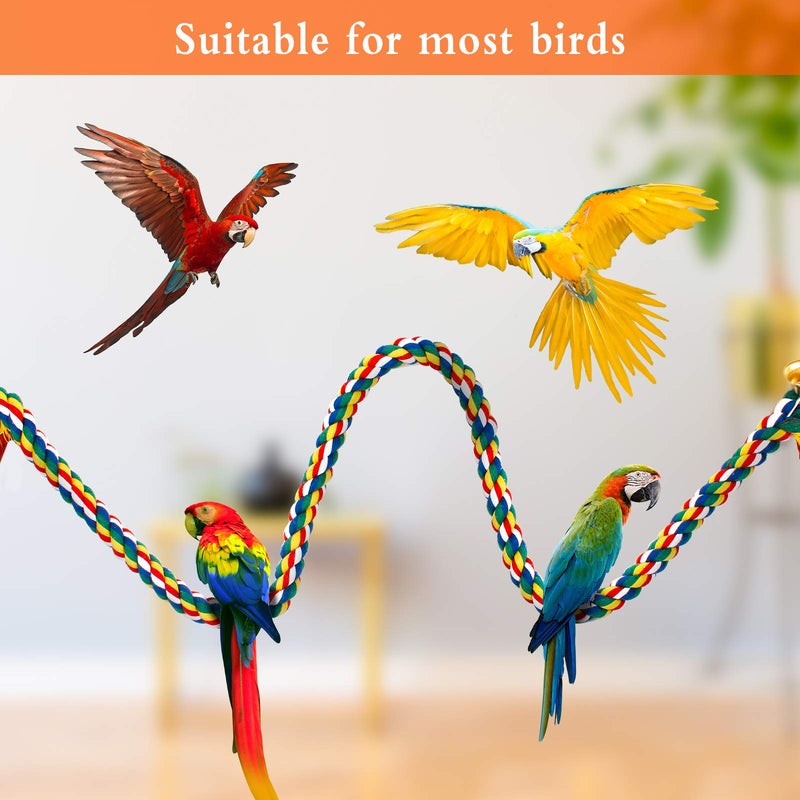 Ledoo Spiral Cotton Rope Bird Perch, Parrot Budgie Rope Spiral Perch, Parrot Budgie Rope, Spiral Perch Colorful Cotton Swing with Bell (100cm) - PawsPlanet Australia