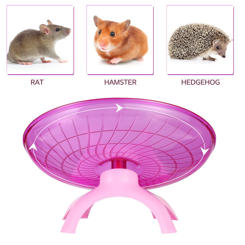 POPETPOP Flying Saucer Wheel Spinner Non Slip Run Disc for Hamsters Hedgehogs Small Pets Exercise Wheel (Pink) - PawsPlanet Australia