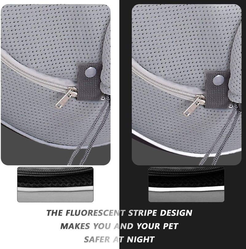 [Australia] - Cuby Pet Sling Carrier for Puppy Cats, Dogs Cats Sling Carrier Breathable, Safety Front Pocket Pet Sling Carrier, Hands-Free Mesh Bag with Adjustable Shoulder Strap for Outdoor and Travel (Grey) 