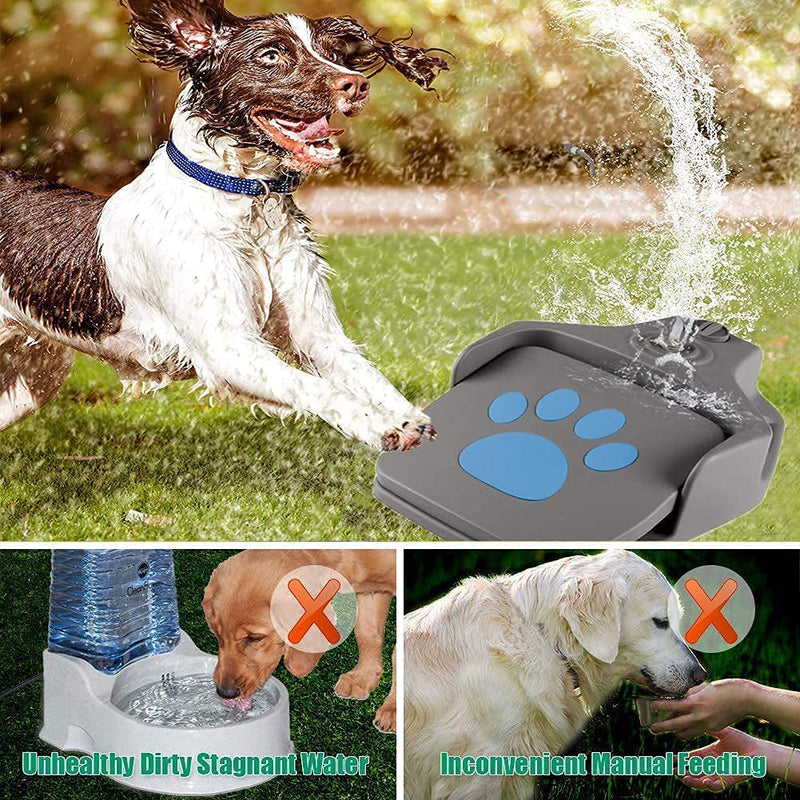 Dog Water Fountain Step on Dog Sprinkler Toy, Dog Drinking Fountain Paw Activated Dog Watering Dispenser with 3 Nozzles, 9.8ft Hose & 2-Way Splitter for Small Medium Large Dogs Outdoor - PawsPlanet Australia