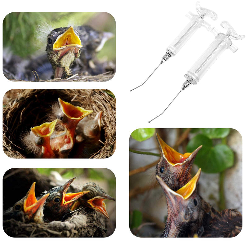 AHANDMAKER Feeding Syringe for Baby Birds, 2 Sizes Animal Syringe with Stainless Steel Material Curved Gavage Tubes for Feeding Young Birds, 50/20ml - PawsPlanet Australia