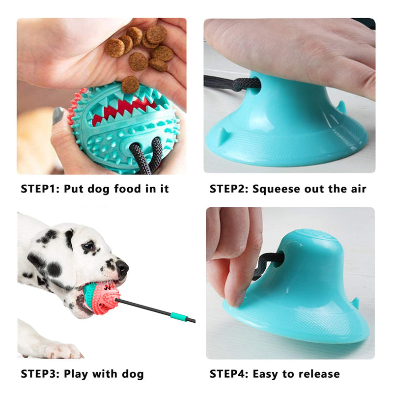 LAMXIN Dog Suction Cup Toy for Small Medium Large Breed, Dog Chew Tug Toys Interactive, Teeth Cleaning Squeaky Tug Toys for Dogs, Dog Suction Cup Tug of War(Red-Blue) - PawsPlanet Australia