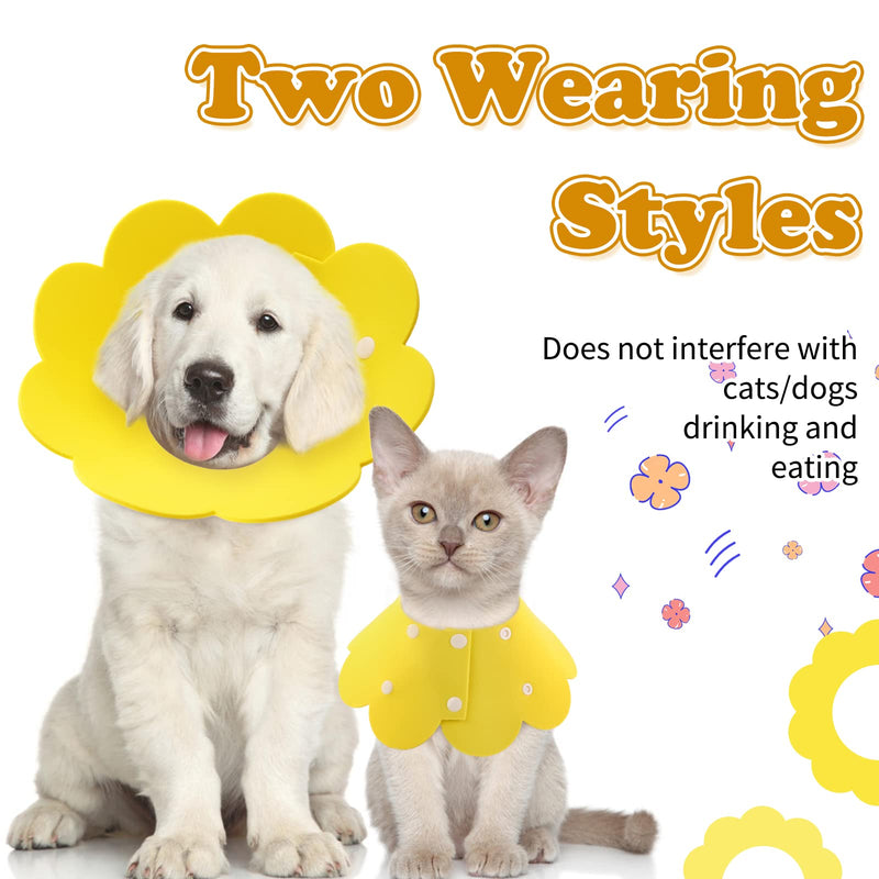 PUMYPOREITY 2 pieces protective collar cat, neck collar pets adjustable soft collar protective collar for protective collar recovery after wound cats dogs (yellow, S) A-yellow - PawsPlanet Australia