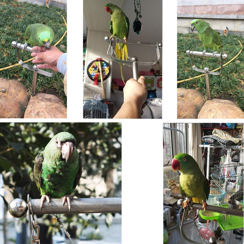 [Australia] - Bird Perch Stand Stainless Steel Outdoor Handheld Scratching Stick for Parrot Budgie Parakeet Macaw African Grey Cockatiel Conure S 