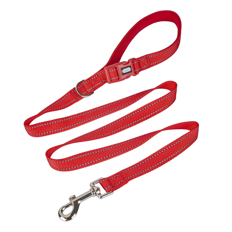 YUDOTE Strong Nylon Dog Lead,Reflective Dog Leash with Soft Comfy Padded Loop Handle,Handy D Ring and Buckle for Daily Walking with Medium Dogs,Red 2cm Wide,120cm Long Red - PawsPlanet Australia