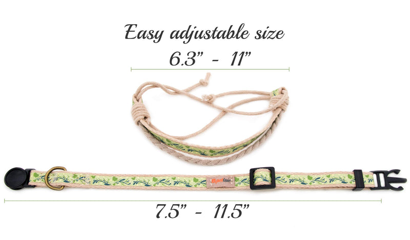 [Australia] - Pettsie Cat Collar Breakaway & Matching Friendship Bracelet, Eco-Friendly Gift Box, D-Ring for Accessories, 100% Cotton for Extra Safety & Comfort, Easy Adjustable Green 