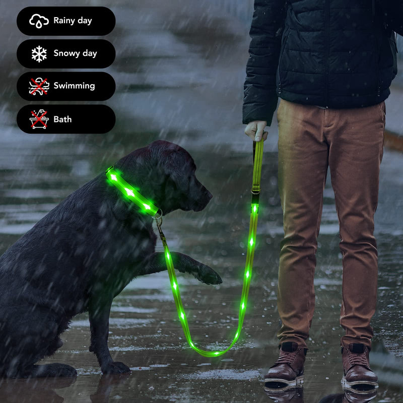 Visinite Rechargeable Dog Light Collar, Fully Adjustable, Waterproof LED Dog Light Collar Made of Neoprene, Glow in the Dark Dog Collar Luminous for Medium Large Dogs Walking at Night L Single LED Light Bulbs - Blue - PawsPlanet Australia