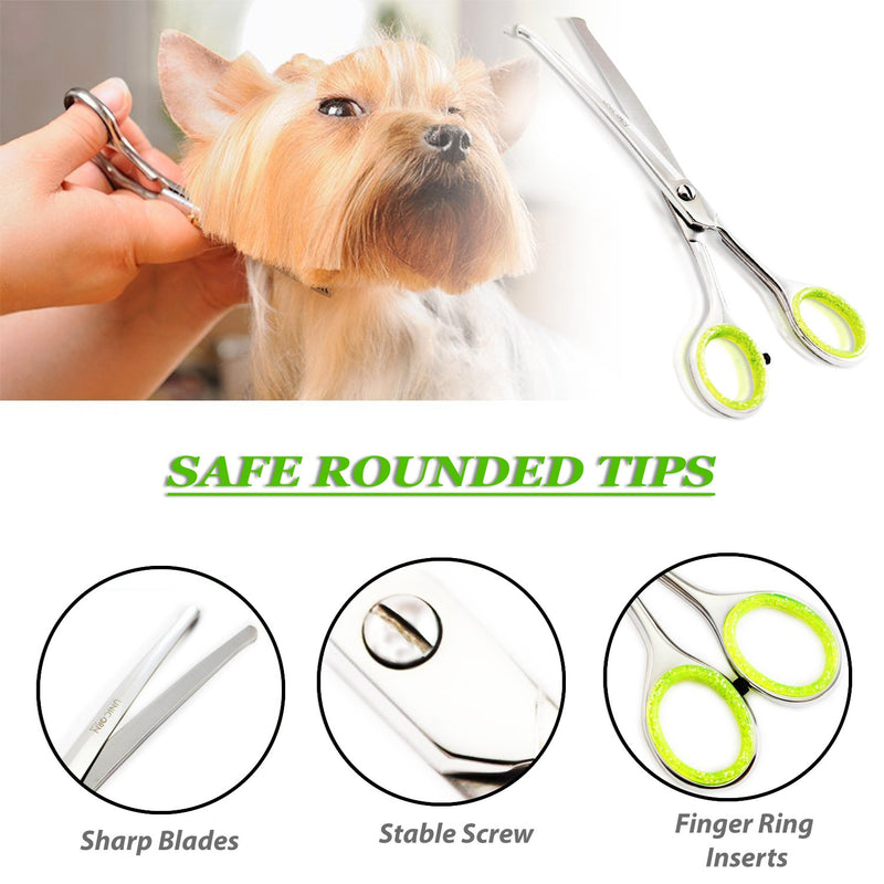 UNICORN PLUS Dog Grooming Scissors Tip Rounded Professional Pet Grooming Hair Scissors Dog/Cat Hair Cutting Scissors 6.5 Inch with Pouch - PawsPlanet Australia